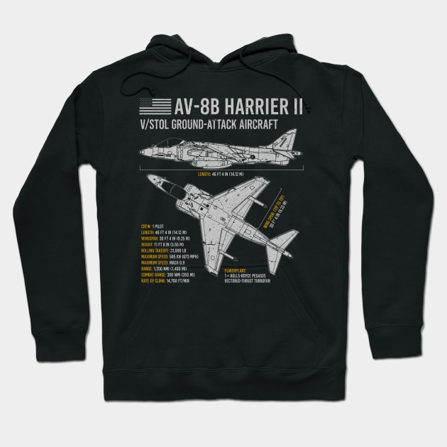 AV-8B Harrier II Aircraft Plane USAF Airplane Hoodie by BeesTeez